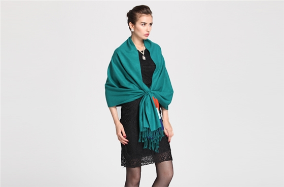 素色條紋披肩 拉絨披肩