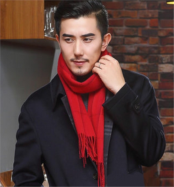 男士圍巾 紅色圍巾 圍巾定制