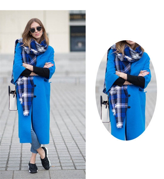 藍色格紋圍巾