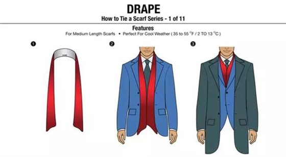 掛脖式男士圍巾圍法 掛脖式男士圍巾圍法