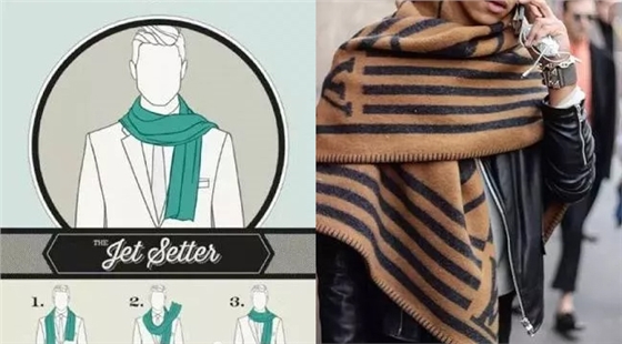 男士圍巾披肩式圍法