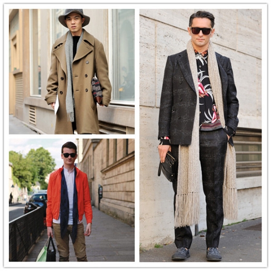 男士圍巾搭配方法：垂掛式