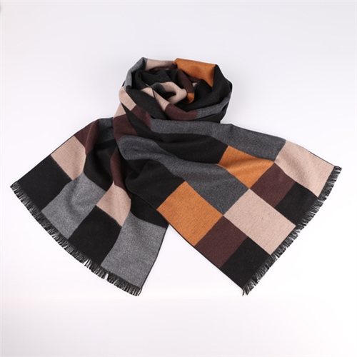 秋冬格子男士圍巾