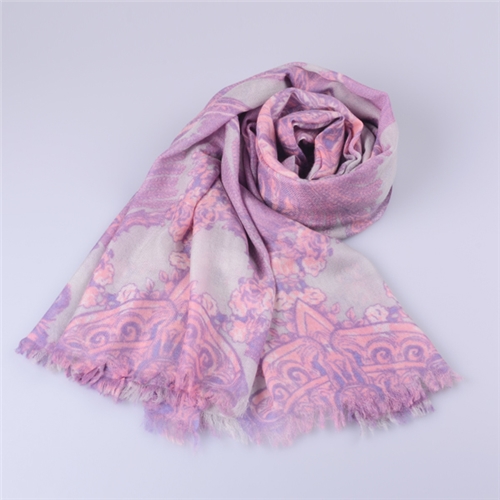 純羊絨印花圍巾