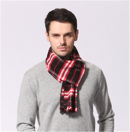 紅色男士格子圍巾