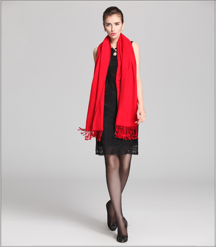 紅色披肩 竹纖維披肩 拉絨披肩