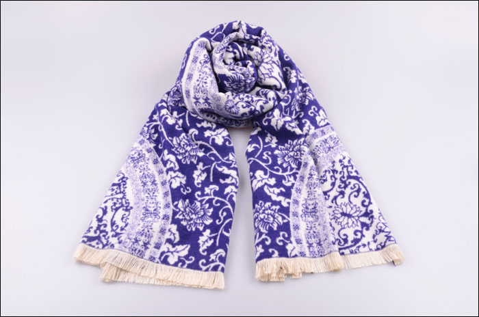 青花瓷披肩 提花披肩 拉絨披肩 圍巾批發 青花瓷披肩 提花披肩 拉絨披肩 圍巾批發