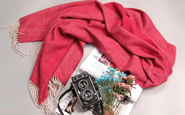 人字紋羊毛圍巾