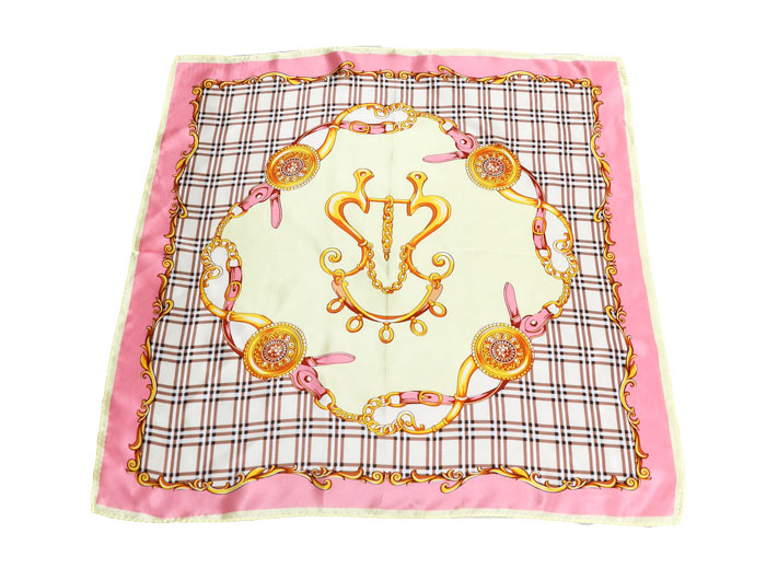 格紋誘粉小方巾細節圖