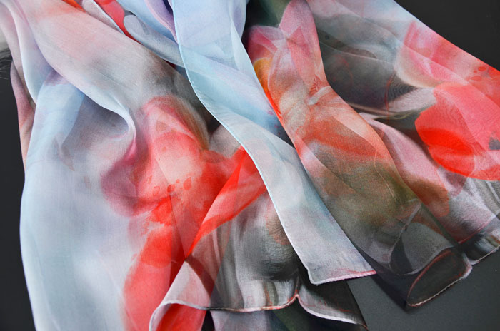 荷塘月色絲巾細節圖 荷塘月色絲巾細節圖