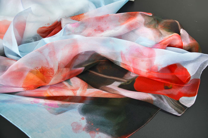 荷塘月色絲巾細節圖 荷塘月色絲巾細節圖