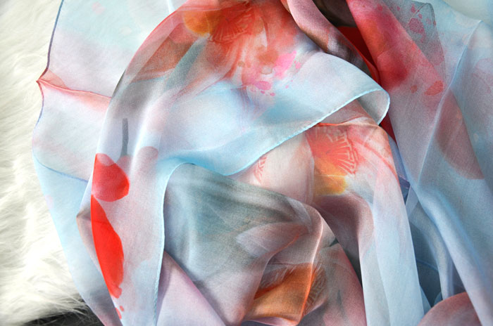 荷塘月色絲巾細節圖 荷塘月色絲巾細節圖