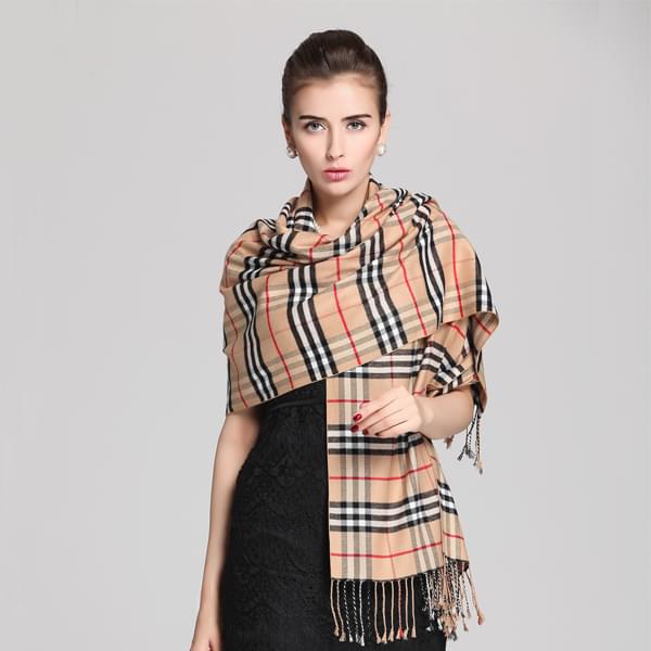 真絲格紋披肩 真絲格紋披肩