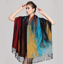 女士油畫藝術(shù)披肩