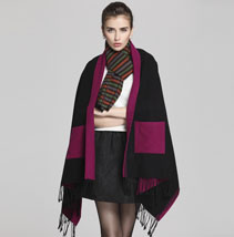 真絲拉絨口袋披肩